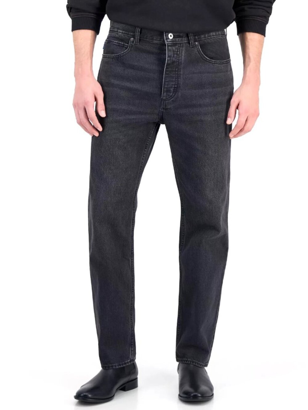 Hugo Boss Mens Jeans Size 38 x 32 Black Jonah Straight Button Fly Five Pocket